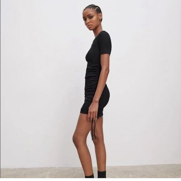 Zara Black Ruched Sides Mini Dress - Picture 5 of 7